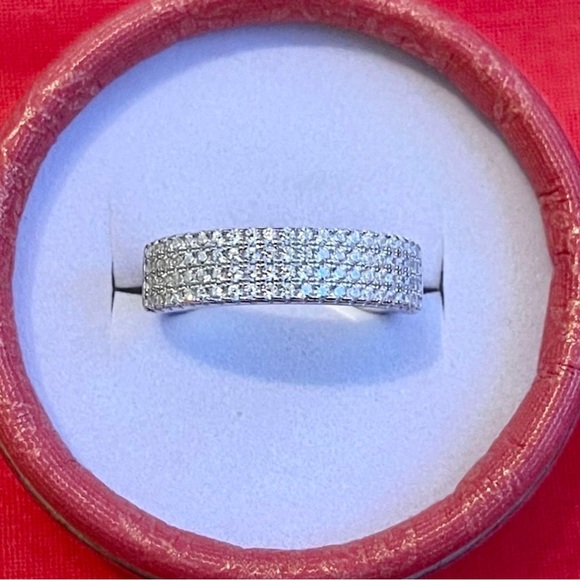 Solid 925 Sterling Silver Four Row Eternity Minimalist Band Ring - Picture 5 of 5